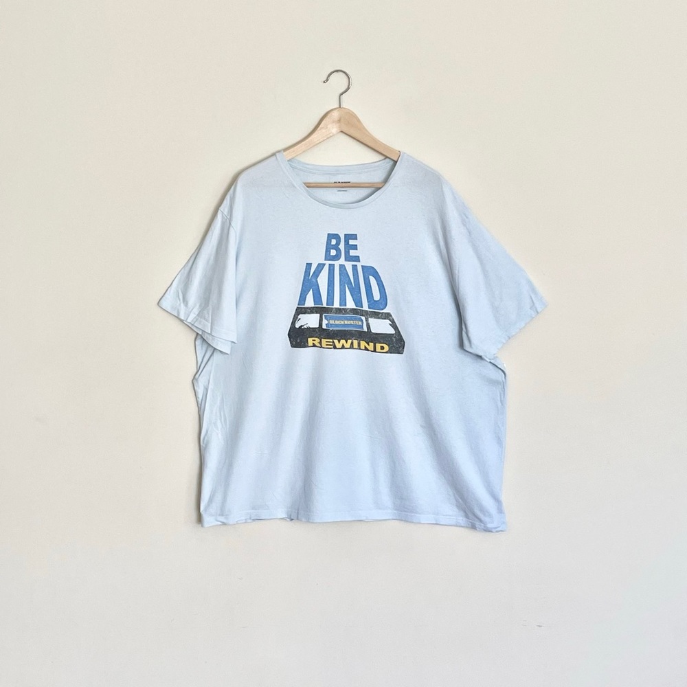 Old Navy Blockbuster Video Be Kind Rewind Graphic Light Blue T Shirt Adult 3XL